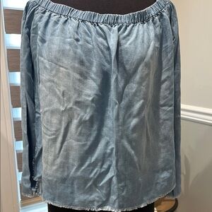 Cloth & Stone Blue Off-Shoulder Top